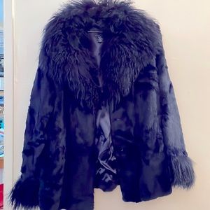 Womens Navy Fur Fashion Coat 18/20 XL/XXL